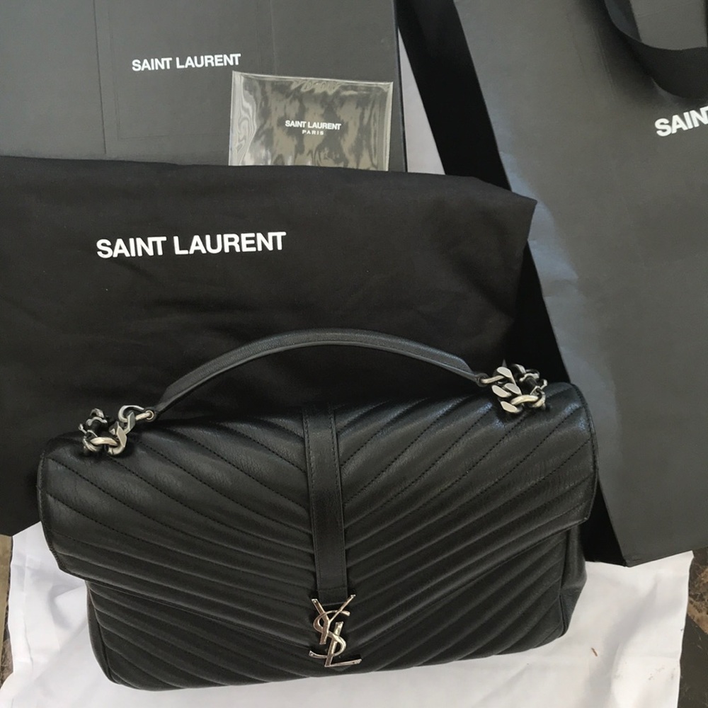 YSL HANDBAG MANG COLLEGE L W/ PONCHO NERO - Picture 5 of 8